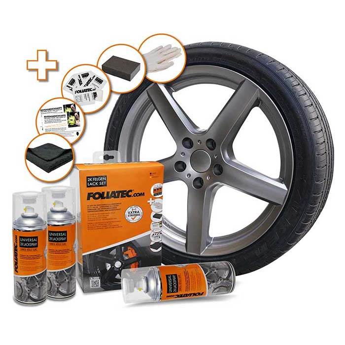 Foliatec fælgmaling kit 2K, blank riffel metallic